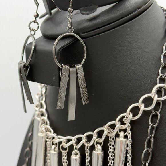 Jewelry Lot Women Collar Spikes Rivets Chunky Draped Silver Gold Tone Mix Metals - Picture 12 of 16